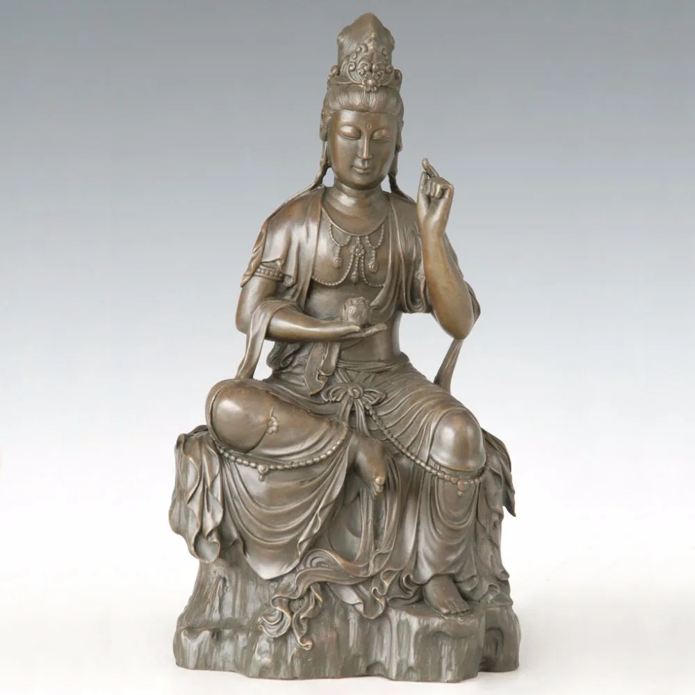 

ATLIE BRONZES Bronze buddha statue Guanyin tuas goddess of mercy Buddhist KWAN-YIN Chinese Buddha sculpture