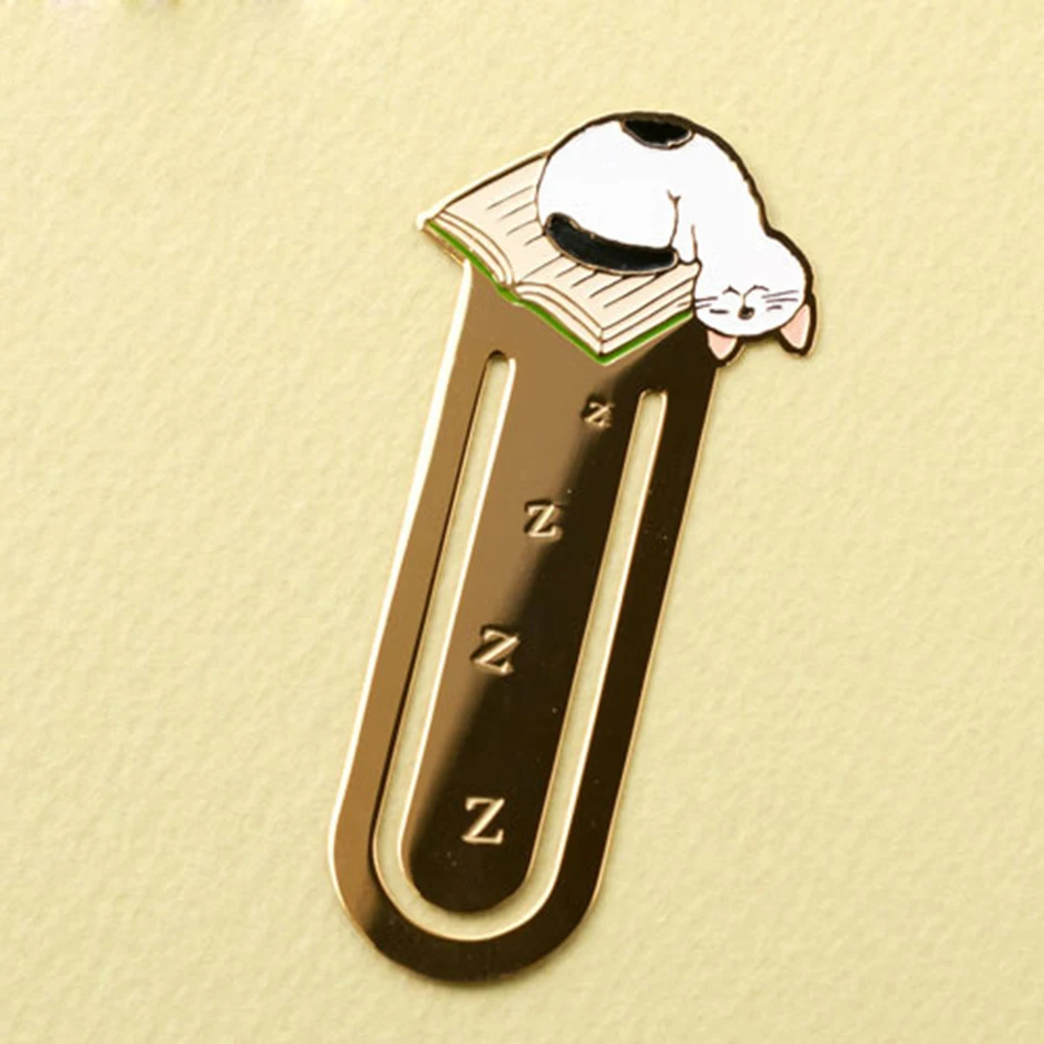Metal Cute cat bookmark planner paper clip material escolar bookmarks for book stationery school supplies