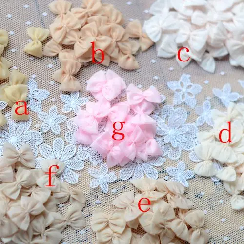

Lace materials meat color ribbon bow flower stickers 1.5 * 2.5 centimeters wide