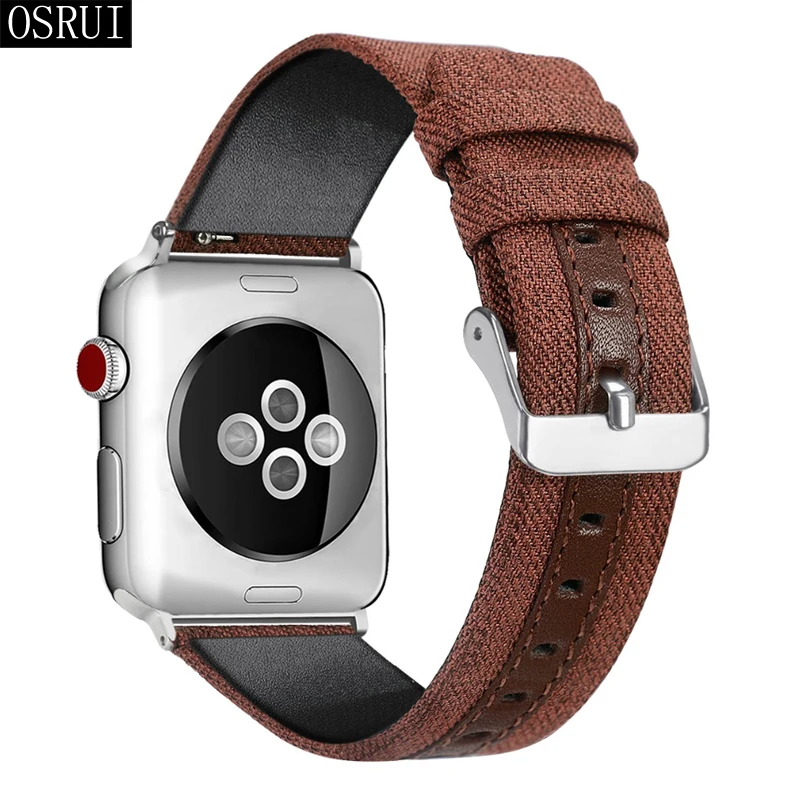Кожаный ремешок для Apple watch band 44 мм 42 мм 40 мм 38 мм correa aplle Iwatch band 3 2 холст браслет на запястье ремень аксессуары для часов