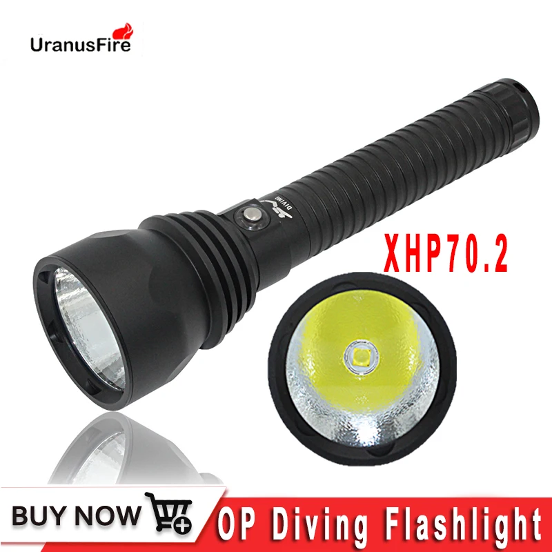 Uranusfire Мощный светодиодный вспышка светильник 4000lm xhp70.2 Дайвинг вспышки 26650 фонарь