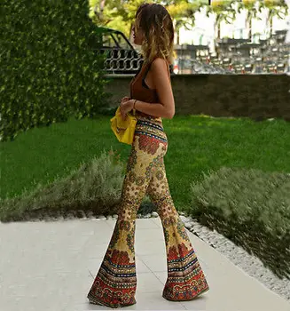 

Women Fashion Loose Stretch High Waist Wide Leg Long Pants Palazzo Trousers