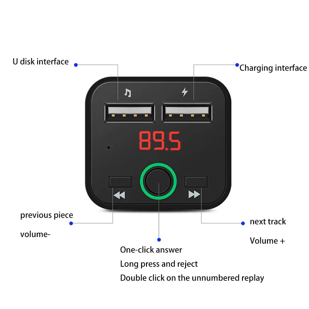Mp3-плеер автомобильный комплект громкой связи QC2.0 3.1A быстрое двойное USB зарядное устройство адаптер питания BT-C5 Bluetooth 5,0 автомобильный громкой связи mp3-плеер
