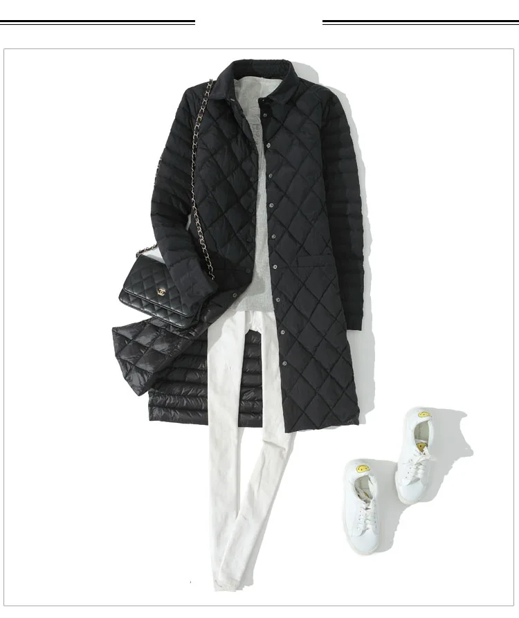 Зимний женский ультра легкий пуховик, теплый белый утиный пух, парка, пальто, осенняя Женская Повседневная тонкая длинная куртка, верхняя одежда RH1349