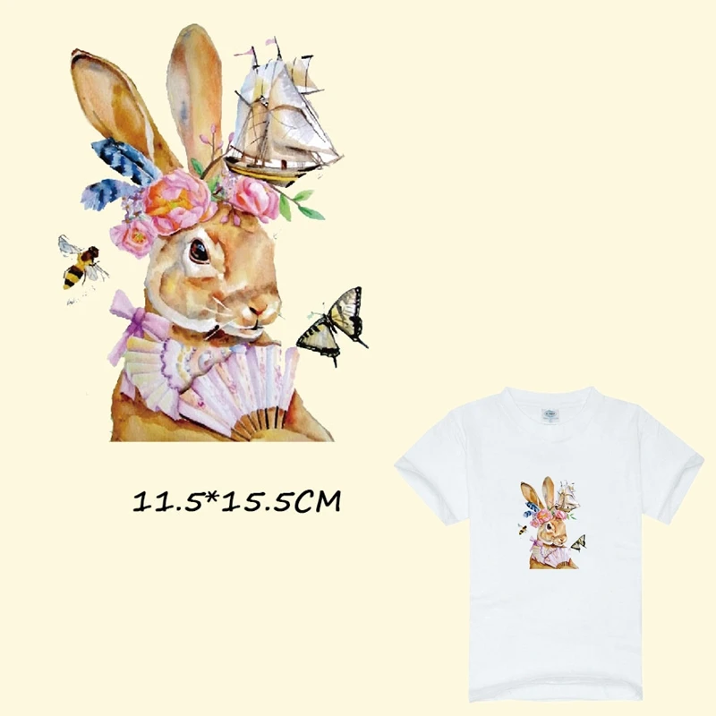 

Lovely cartoon rabbit pets Patch Iron On Transfer Sticker For Clothing T-shirt Transfer A Level Applications Gift For Girls Boys