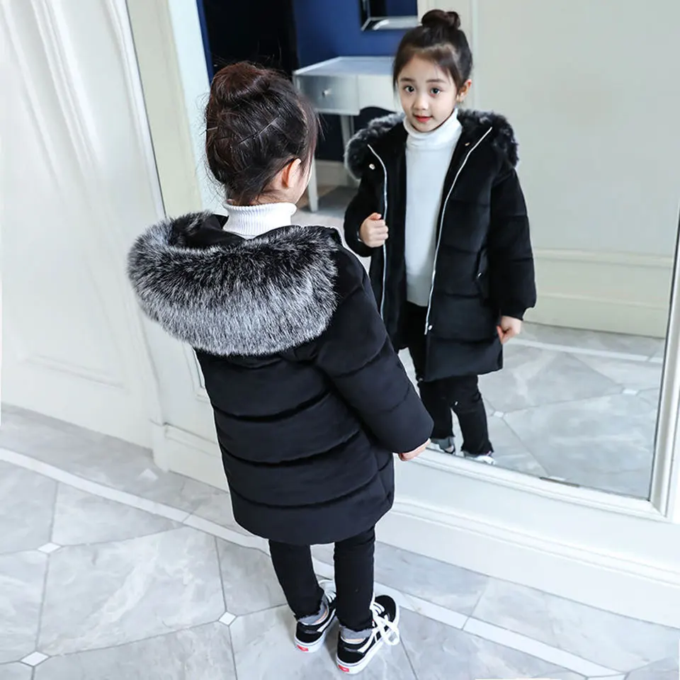

High Quality Children's Down Jacket Warm Plush Collar Down Jacket Children's Wear 4-12 year old Boy and Girl Warm Winter Coat