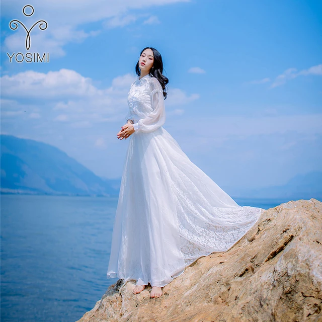 Best Offers YOSIMI 2018 Spring Summer Vintage Ankle-Length Women Dress Retro Lace Embroidery Blouse+Half Long Chiffon Skirt Two-piece Suit Best Offers YOSIMI 2018 Spring Summer Vintage Ankle-Length Women Dress Retro Lace Embroidery Blouse+Half Long Chiffon Skirt Two-piece Suit