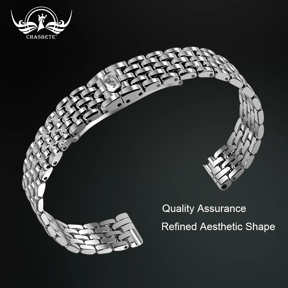 

Stainles Steel Watchband Woman 10mm Quick Release for Fossil / Armani / CK Butterfly Buckle Watch Band Bracelet Silver