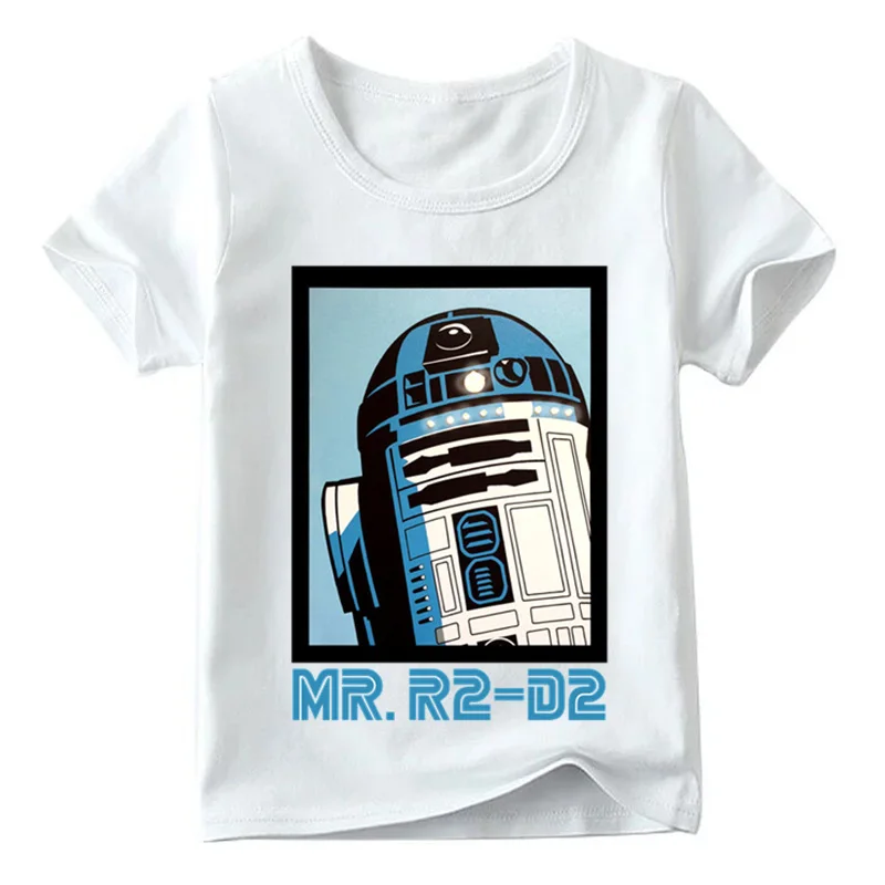 White F Забавная футболка с R2-D2 «Звездные войны» и BB-8 для маленьких мальчиков и девочек летние детские топы с короткими рукавами, детская повседневная одежда HKP5193 - Цвет: White F