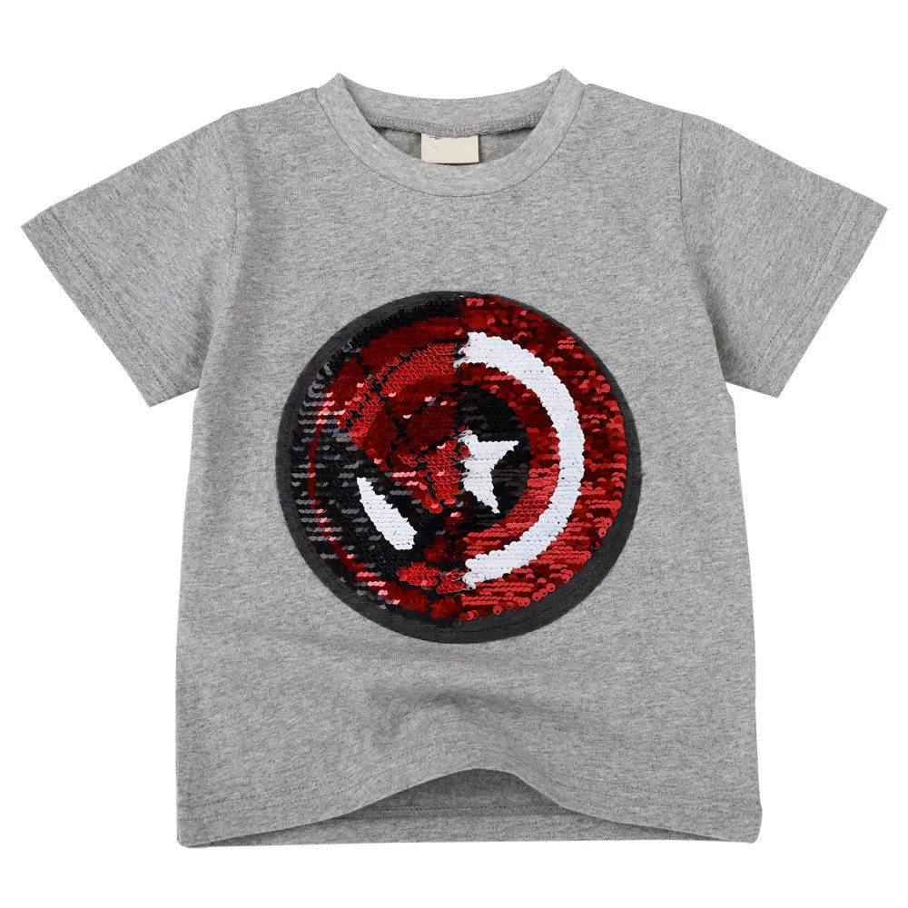 Boys Children Kids Flip Magic Sequins Tshirt Spiderman Change To