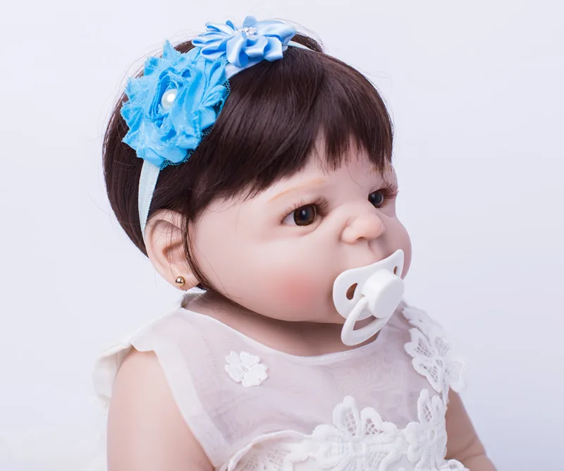 22 &quotполностью силиконовые Bebe Reborn Girl Lifelike 55 см виниловые серьги гвоздики для