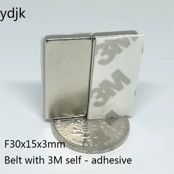 

10PCS/LOT Neodymium magnet 30*15*3 mm Belt with 3M self - adhesive magnet 30x15x3 mm N35 magnet NdFeB magnet 30mm x 15mm x 3mm
