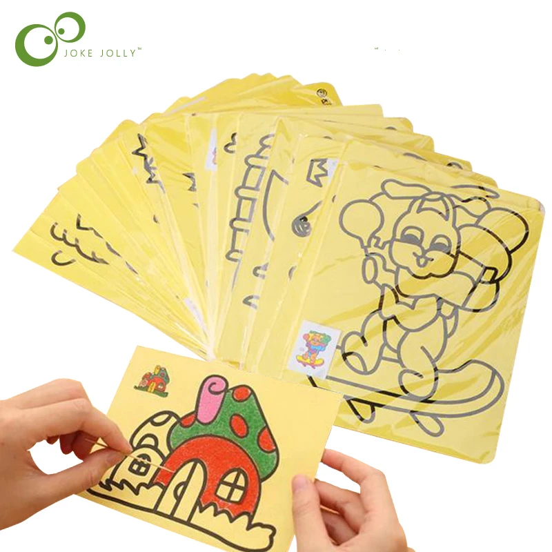 

4Pcs/Lot 15.5*20.8cm Kids DIY Color Sand Painting Art Creative Drawing Toys Sand Paper Art Crafts Toys for Children GYH