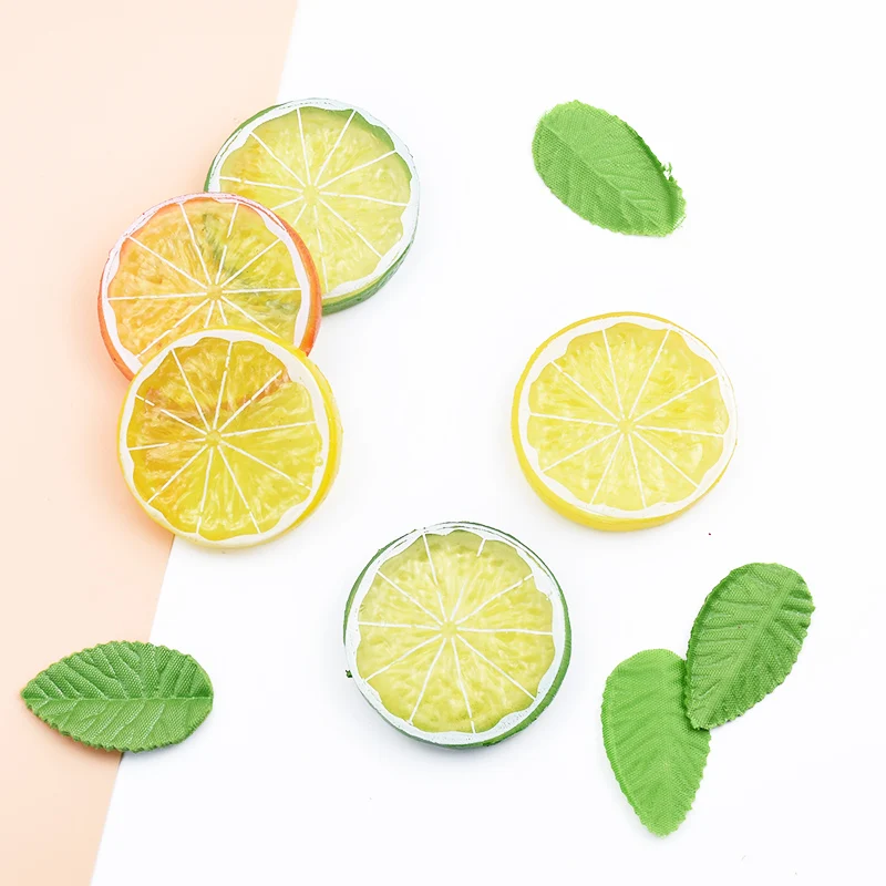 Artificial Fruits and Vegetables 20/50pcs Plastic Lemon Fake Plants Kid Toys Fridge Sticker Diy Needlework Household Decor
