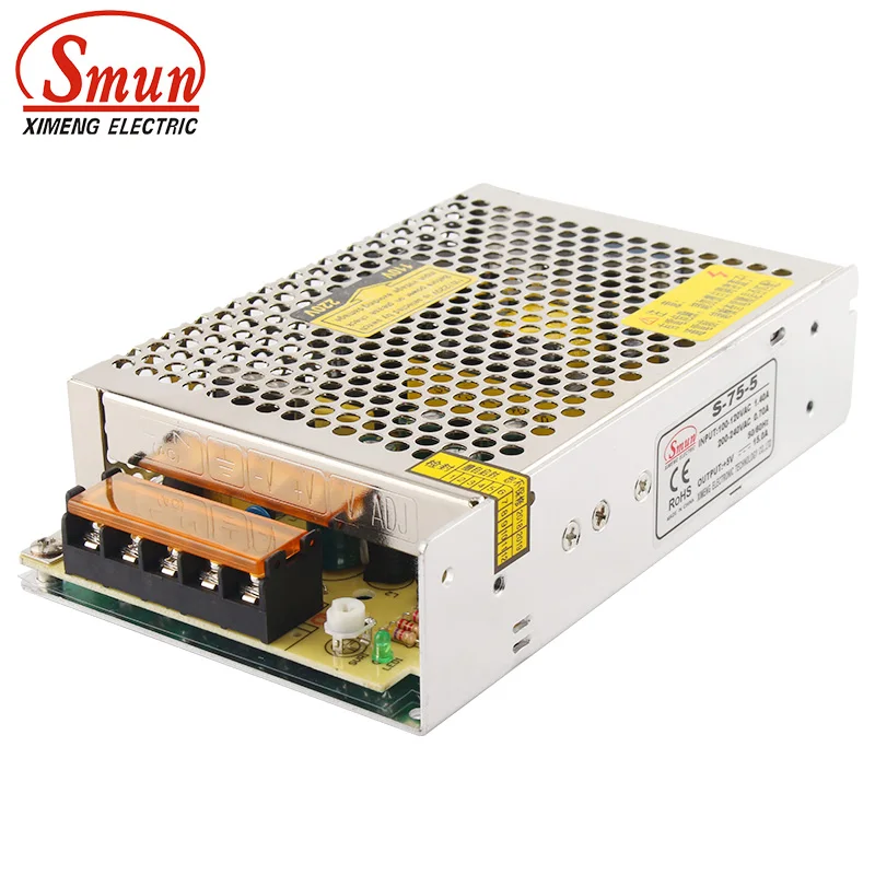 

SMUN S-75-5 110V/220VAC to 75W 5VDC 15A Switching Power Supply Single Output AC/DC SMPS