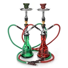 1 Stück Freeshipping Heißer verkauf Hohe qualität shisha 49 cm doppelläufige Arabischen wasserpfeife retro zeichen glas Weihnachten geschenk