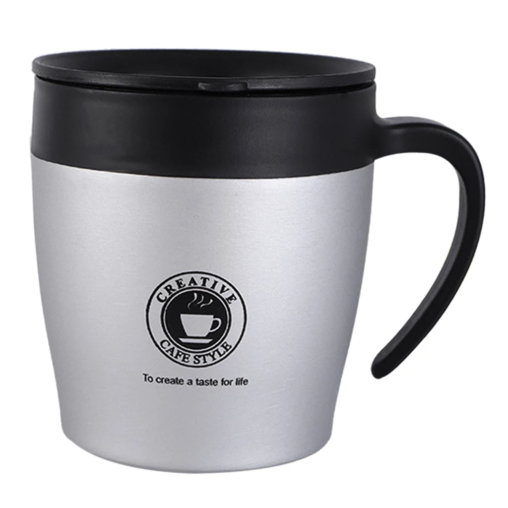 Stainless Steel Travel Mug Water Coffee Cups with Handle and Lid 300ML for Outdoor Camping Picnic Travel Drinkware