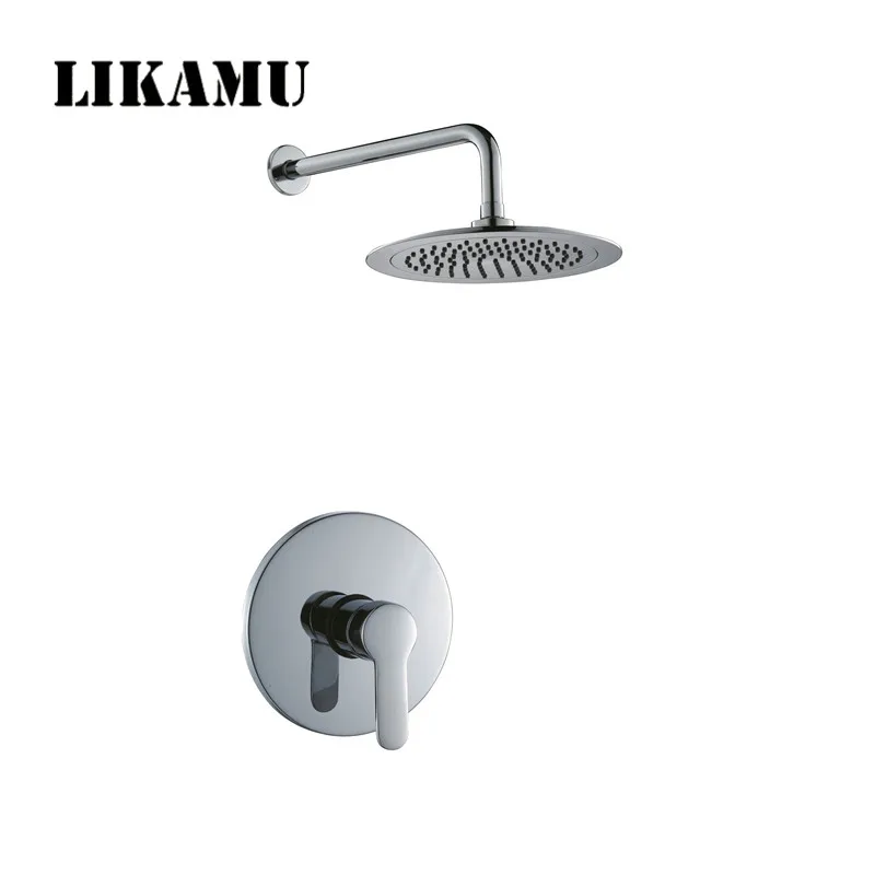 

Luxury In Wall Shower Set Bathroom Chrome Finish Rain Shower Faucets 8 inch Stainless Steel Concealed Square Head Shower Set