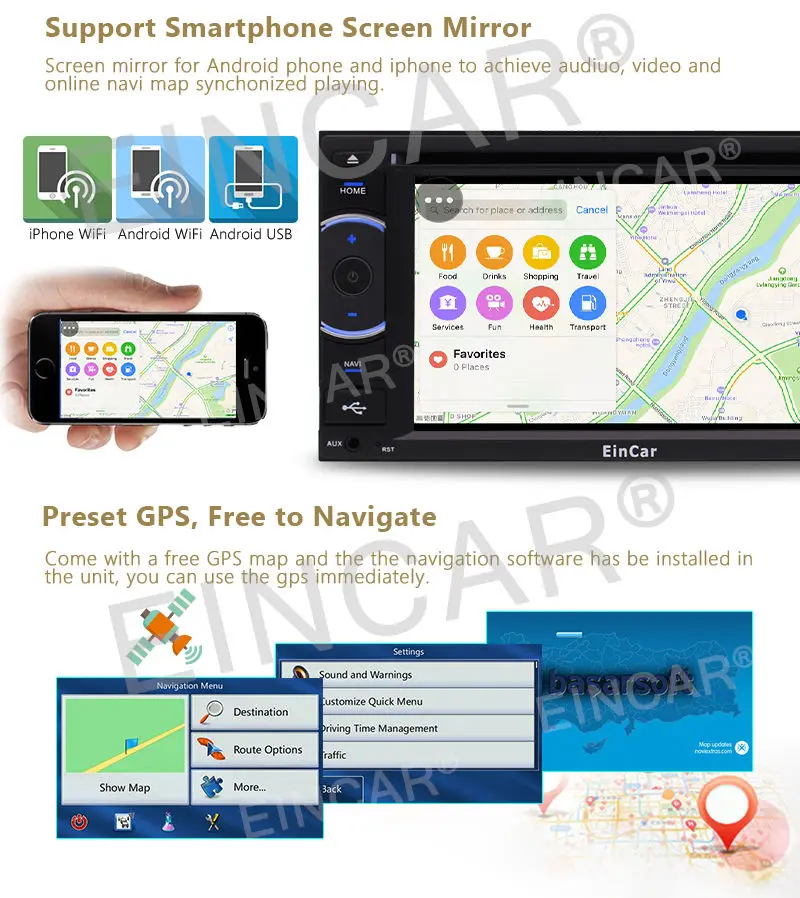 Top Android 5.1 Octa Core 6.2" Double 2 DIN Car Radio Stereo DVD GPS Touch HD 3G CAM 2