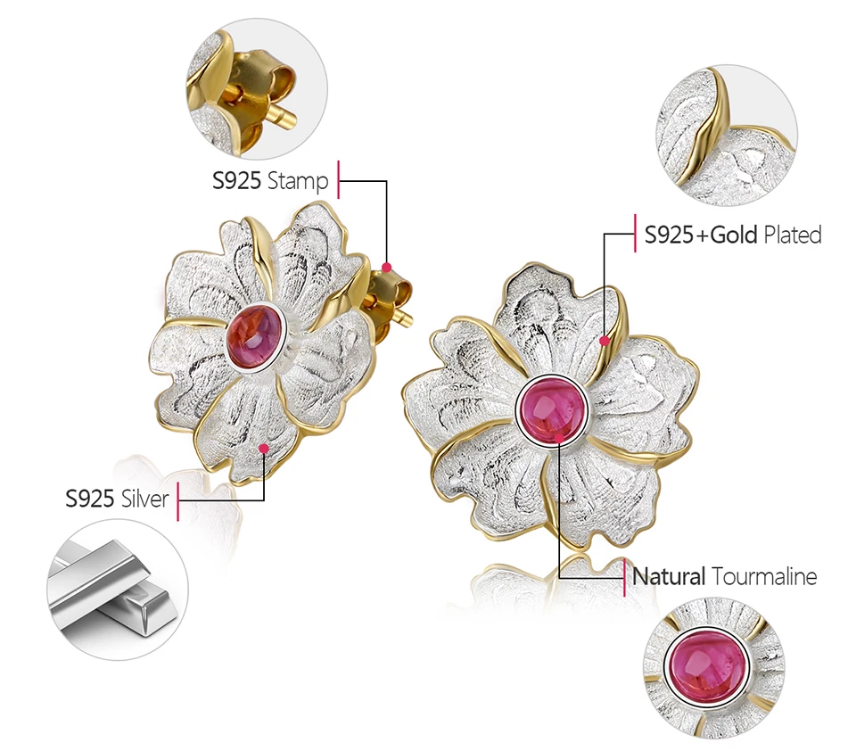 Brincos de Prata Brincos para Mulher Lotus Real Esterlina Natural Pedra Preciosa Original Artesanal Jóias Finas Peônia Flor Parafuso Prisioneiro Fun 925 24 esterlina natural pedra preciosa original artesanal jóias