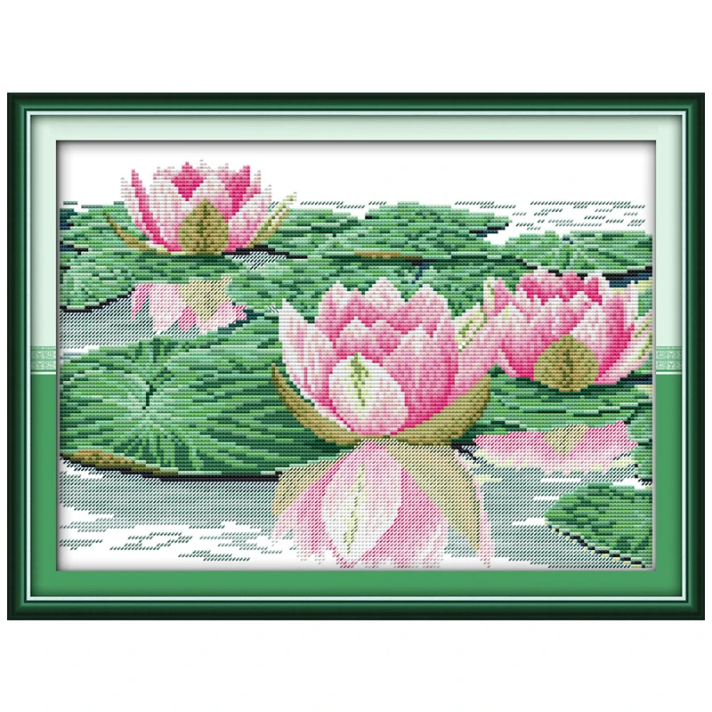 

Free Ship Beautiful Lotus Counted Cross Stitch flowers Cross Stitch 11CT 14CT Cross-Stitch Kits Handmade Embroidery Needlework