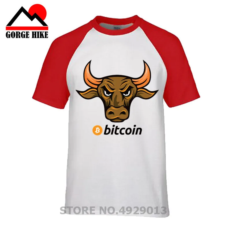 Golden Bull animal print Bitcoin T Shirts Men Crypto Coin Cryptocurrency Binary Bitcoin T-shirt hombres camisetas bit coin Tee