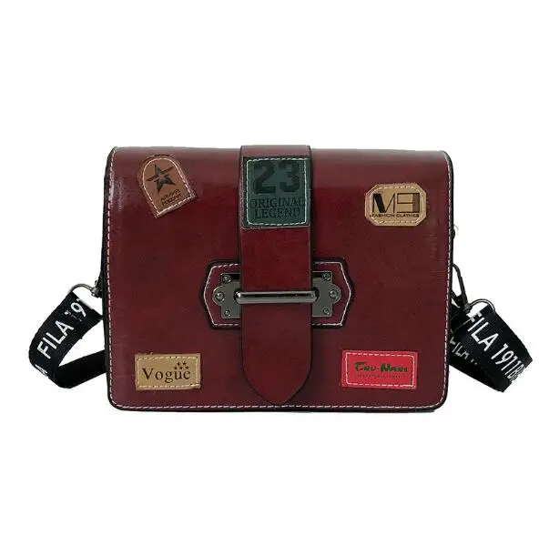 

2019 new wide shoulder strap small square bag fashion stitching Messenger bag Messenger bag ladies N21356