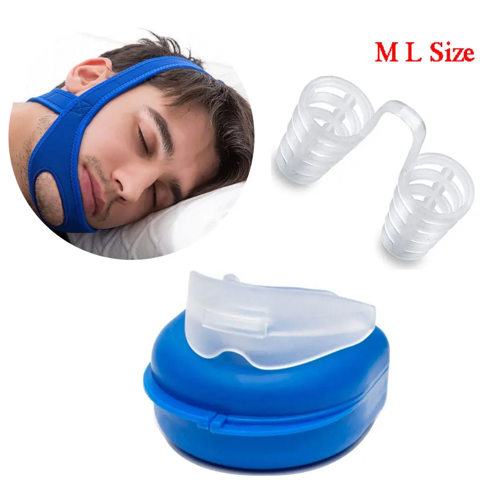 

2017 Anti Snoring Belt Chin Strap Care Sleep Nasal Dilators Mouth Guard 4PCS Anti-Snore Solutions Set for Men Women