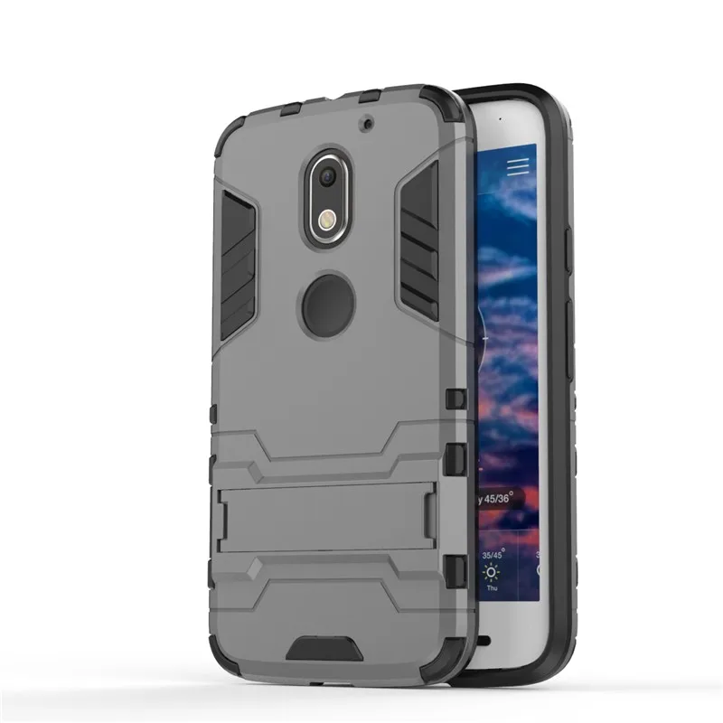 Phone Case Luxury Bag Dual Layers Shockproof  Armor Plastic TPU Rugged Hybrid Shell Case Cover with Kickstand for Motorola Moto E3 E 3  (17)