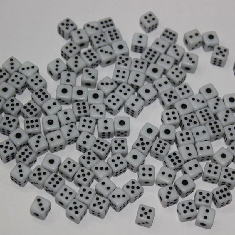 

50 Pieces 8mm Plastic White Gaming Dice Standard Six Sided Decider Birthday Parties Board Game Wholesale
