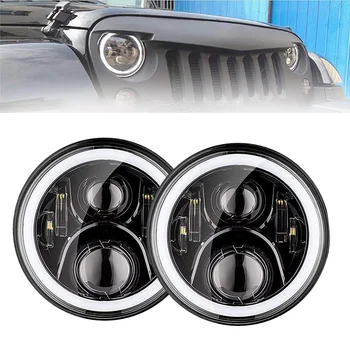 

2 PCS 100W 7 Inch Round LED Headlight with White/ amber Turn Signal DRL for Jeep Wrangler Jk Tj