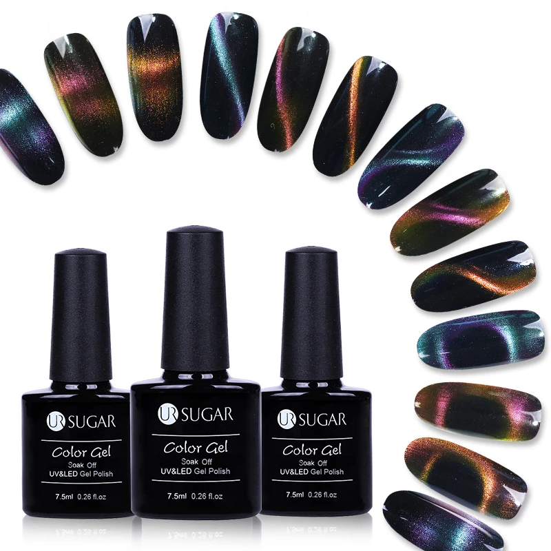 

UR SUGAR 3Pcs 7.5ml 3D Chameleon Cat Eye Magnetic Gel Set Gradient Effect Soak Off UV Gel Polish Long-Lasting Gel Lak Varnish