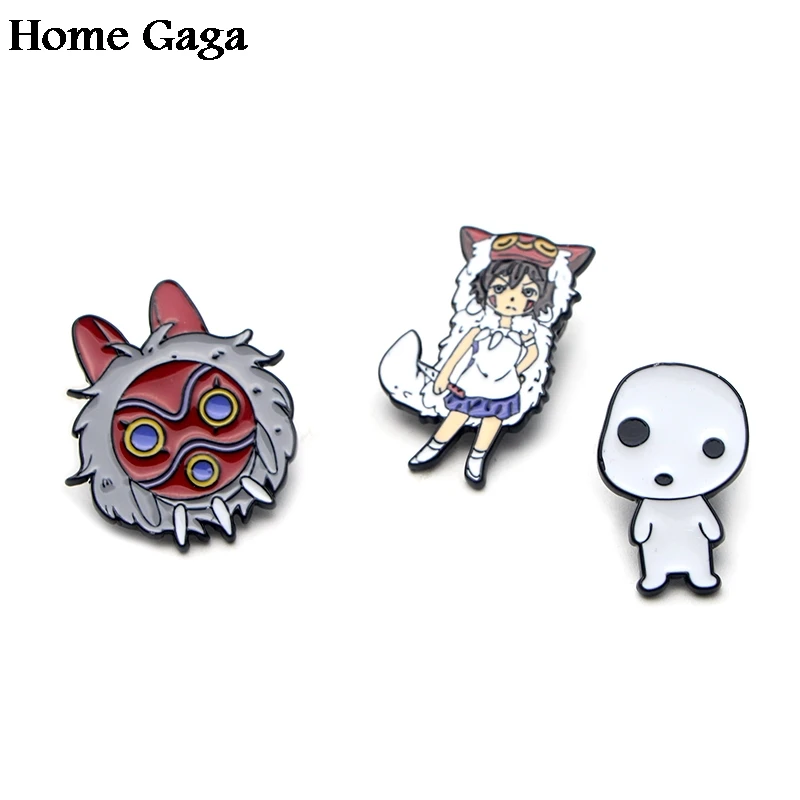 Homegaga Princess Mononoke diy Zinc tie cartoon Pins backpack clothes brooches for men women hat decoration badges medals D1451