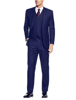 

Side Vent Groom Tuxedo Roral Blue Groomsmen Notch Lapel Wedding/Dinner Suits Best Man Bridegroom (Jacket+Pants+Tie+Vest)B345