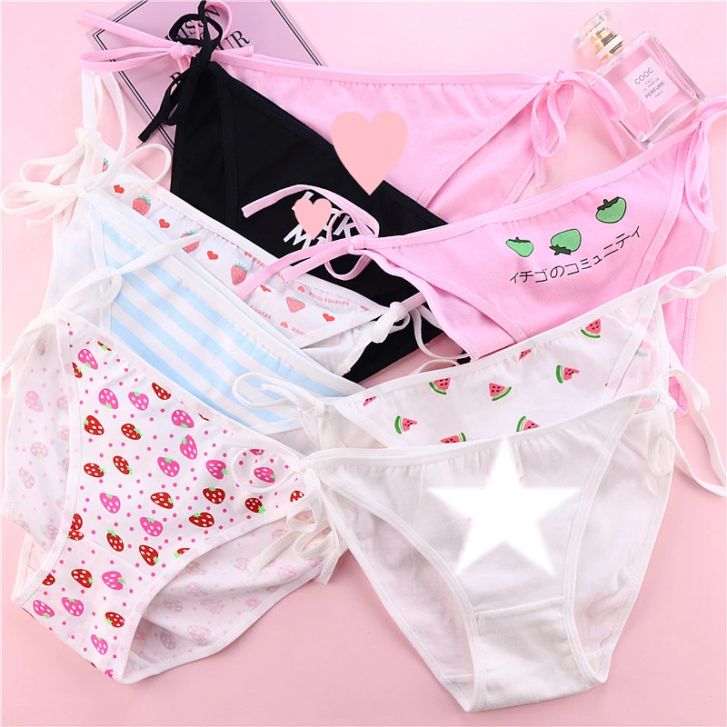 SP&CITY Young Girls Student Cute Underwear Women Japan Lace Up Cotton  Panties Funny Hollow Out Seamless Briefs Female Lingerie