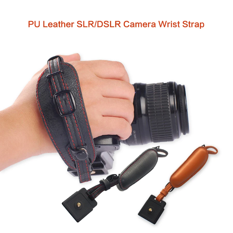 High Quality PU Leather Camera Hand Band Wrist Strap Belt with Metal Quick Release Plate for