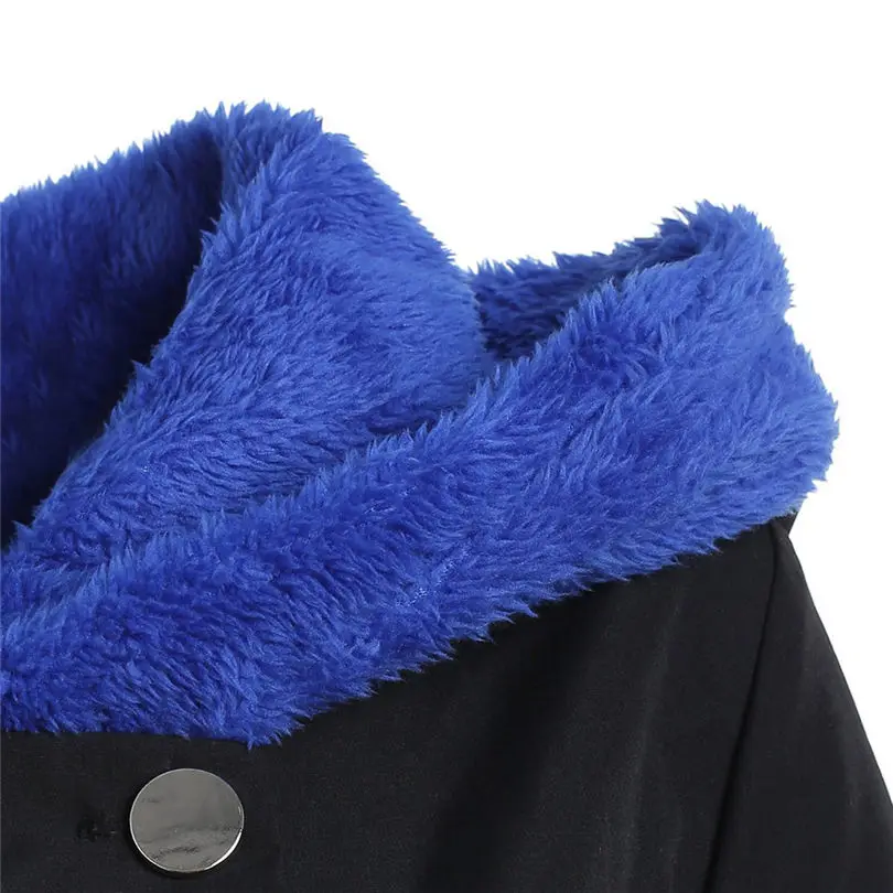 New Women fashion Plus Size Asymmetric Keep Warm Fleece Hooded Single Breasted Long Drap Buttons Coat #4F10 (16)