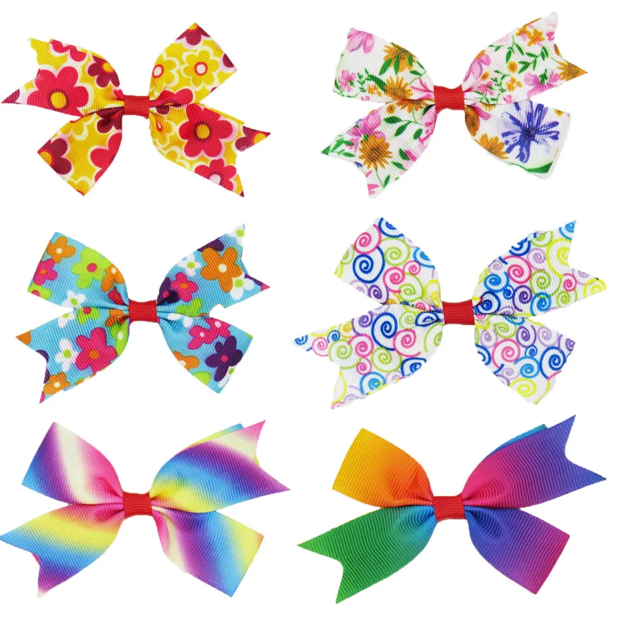 10PCS/LOT Novelty Rainbow Colors Elastic Hair Bands Toys For Girls Handmade Ribbon Bow Scrunchy Kids Accessories Womens |
