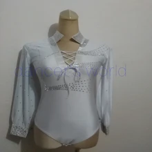 Стиль для мужчин костюмы для латинских танцев старшие спандекс камни с длинными рукавами латинские танцевальные рубашки для мужчин латинские танцевальные рубашки S-4XL M005