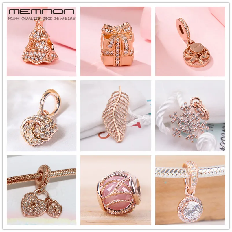 

Rose Christmas Tree Sparking Surprise Charms 925 sterling silver hearts beads fit bracelet necklace DIY gift for Christams BE518