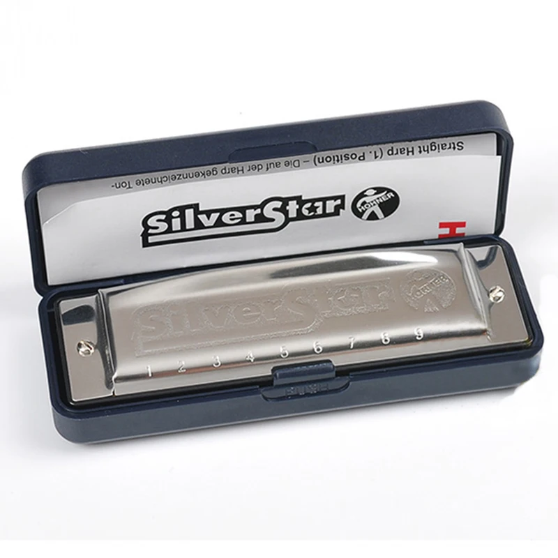 10 Buracos Gaita Hohner Diatônica Harmonica Boca Órgão Instrumento Keyc Prata Estrela Entusiasta Série Azul Instrumento Musical