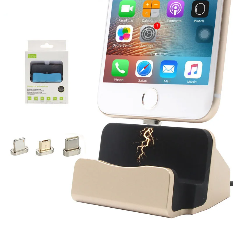 

Magnet Data Charging Magnetic Charger USB Cable Dock Station Desktop Docking For iPhone 5 5s 6 6s 7 Plus iPod Android Type C