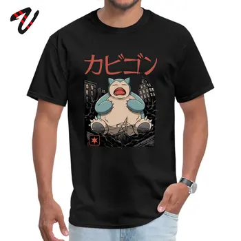 

Attrack Snorlax Pokemon Crew Neck Top T-shirts Pikachu Japanese Anime Lovers Day Normal Tops Graphic Cotton Top T-shirts Men