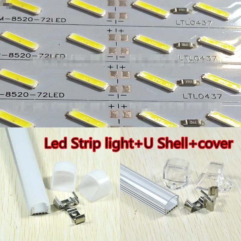 

LED Hard Rigid Bar light DC12V 36 SMD 8520 Chip Aluminum Led Strip light+U Shell+cover 50cm*6pcs free ship