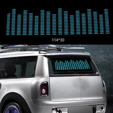 Luz LED azul de 114x30cm para coche, Sensor de activación por sonido, ecualizador trasero, pegatina para parabrisas, lámpara de neón de estilismo
