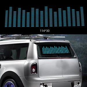Image 1 - 114x30cm Car Blue LED Music Rhythm Flash Light Sound Activated Sensor Equalizer Rear Windshield Sticker Styling Neon Lamp