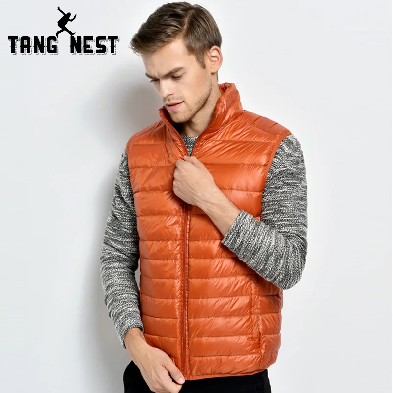 TANGNEST/2019 пуховик теплый модный мужской жилет однотонный с воротником стойкой