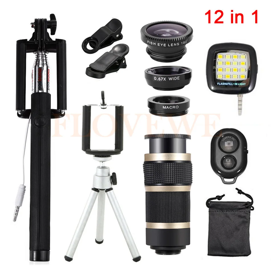 font b Mobile b font font b phone b font lentes 12in1 Kit Fish eye