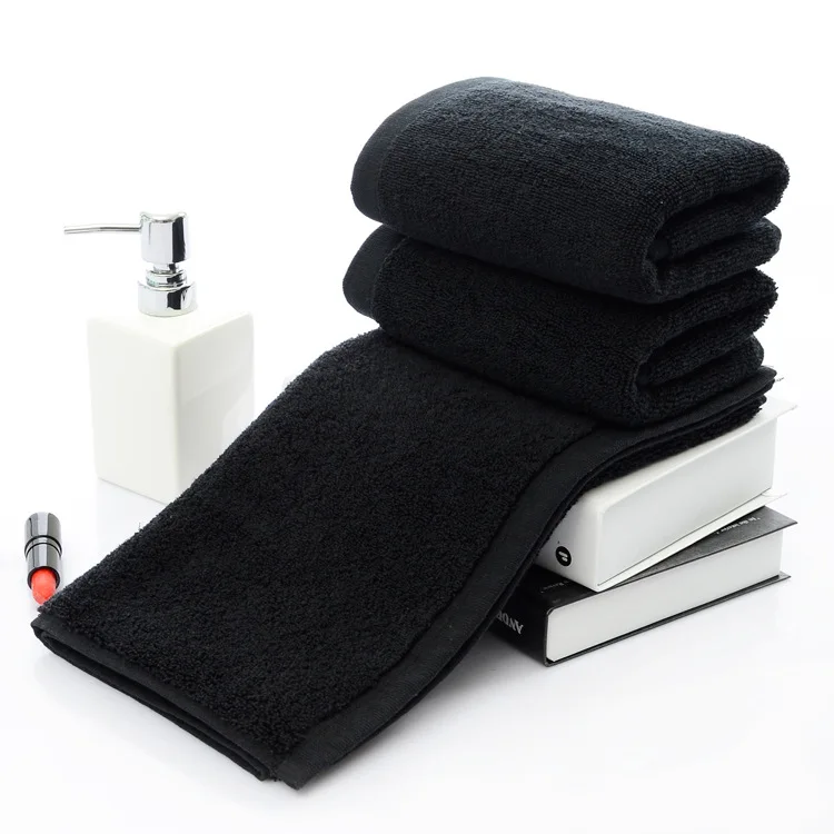 Черные хлопковые махровые полотенца для лица 35*75 см полотенца для ванной комнаты