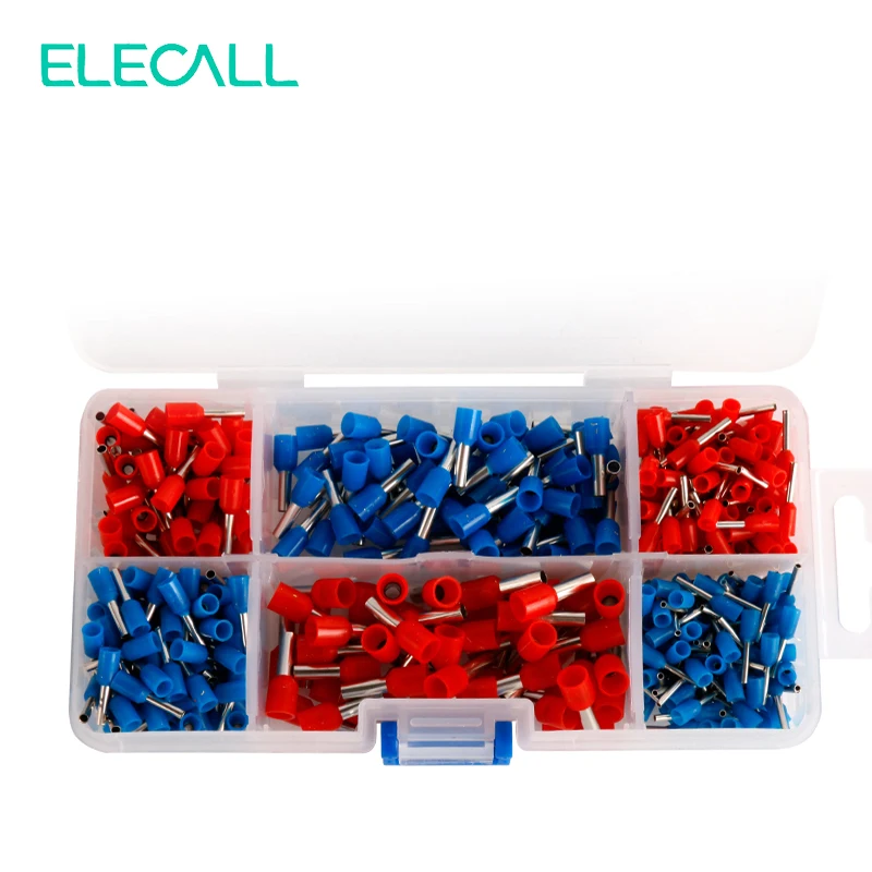 

450Pcs/ Box Insulated Terminals Electrical Crimp Connector Tube Wire Connector Assortment Kit Cold Pressing Copper Terminals